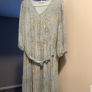 Turquoise dress with paisley detail, size large